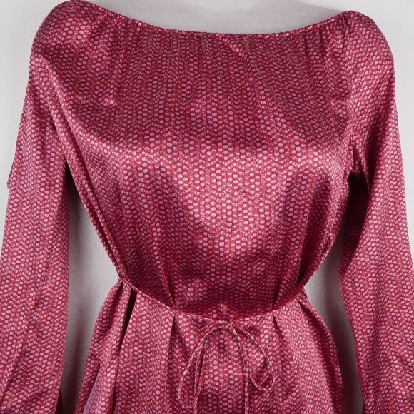 Kenneth Cole Silk Blouse Womens 6 Pink Belted Top 3/4 Sleeves Y2K - Picture 2 of 9